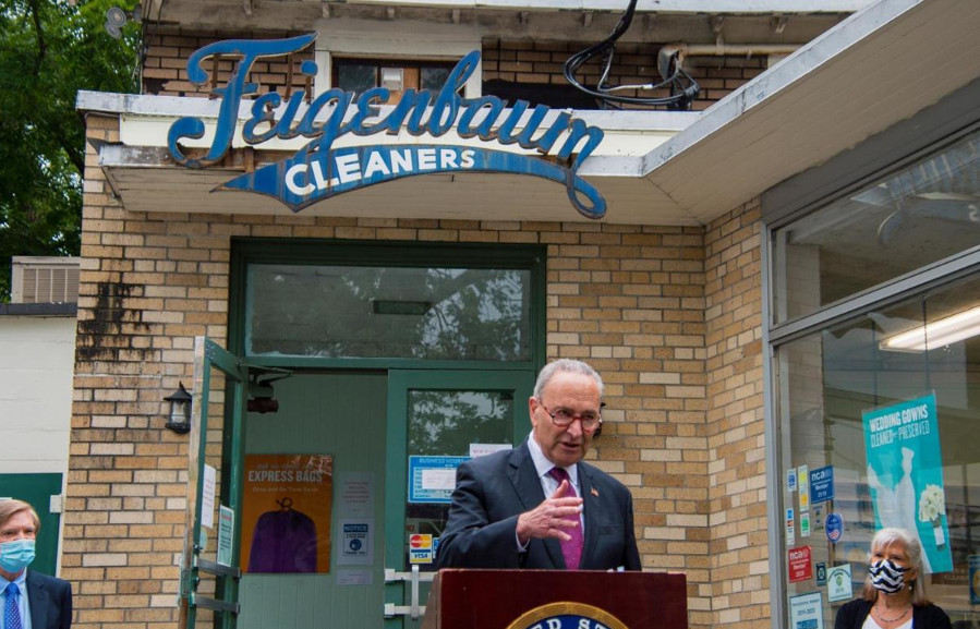 Senator Schumer visits Feigenbaum's Quality Dry Cleaning in Saratoga